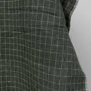 linen green moss checked fabric, off white checks.