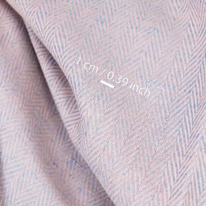 Lin-bomullsstoff lyserosa og lyseblå fiskebein