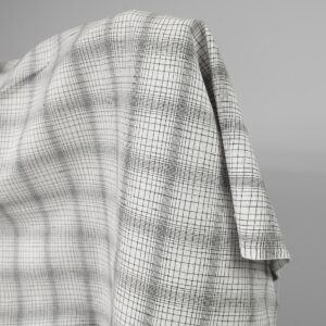 Linen cotton fabric white with black checks product view