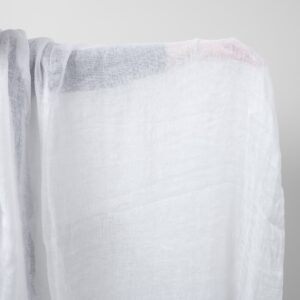 Bright white transparent linen fabric washed