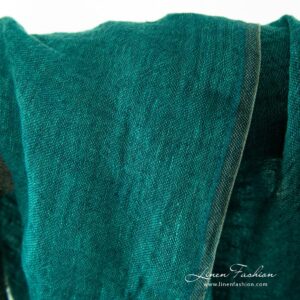 100% linen fabric in teal green, gauze.
