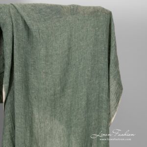 Gjennomsiktig grønt linstoff vasket 7 Transparent green linen fabric, washed.