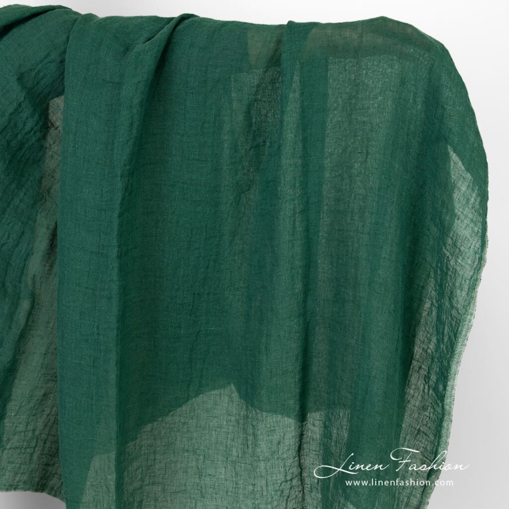 Transparent green linen fabric