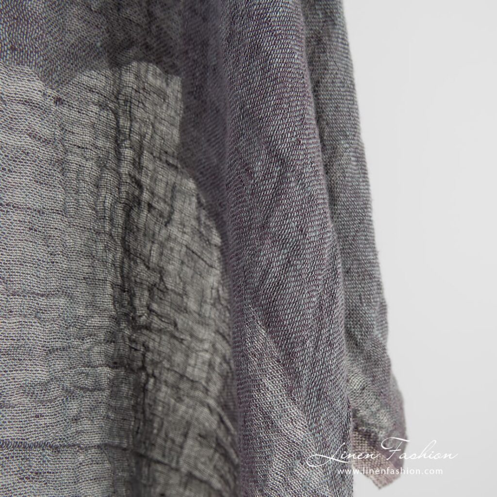 Vasket transparent linstoff fiolettgrå 4 Transparent linen fabric in melange