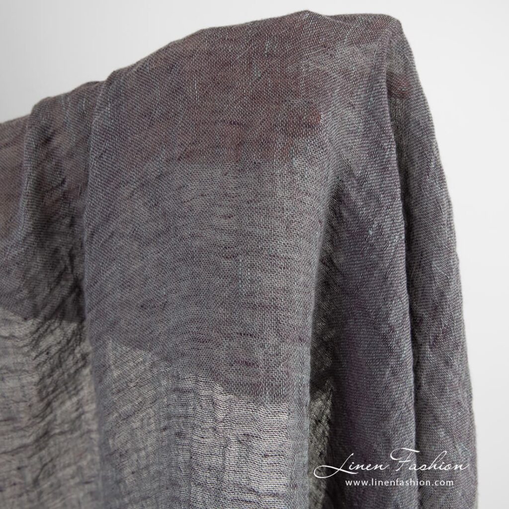 Vasket transparent linstoff fiolettgrå 2 Transparent linen fabric, washed