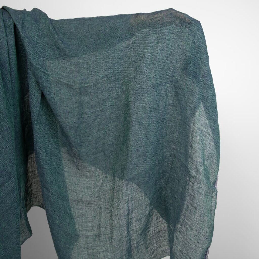 linen gauze blue green fabric