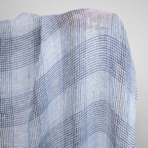 Lingas vasket stoff i blå ruter 11 linen gauze blue checks fabric, washed