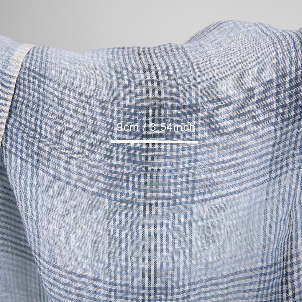 Lingas vasket stoff i blå ruter 4 linen gauze blue checks fabric, 145cm. width