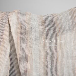 Vasket lin-gas stoff i brune striper 6 linen gauze fabric in brown stripes, multi
