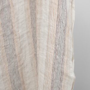 Vasket lin-gas stoff i brune striper 7 linen gauze fabric in brown stripes, washed
