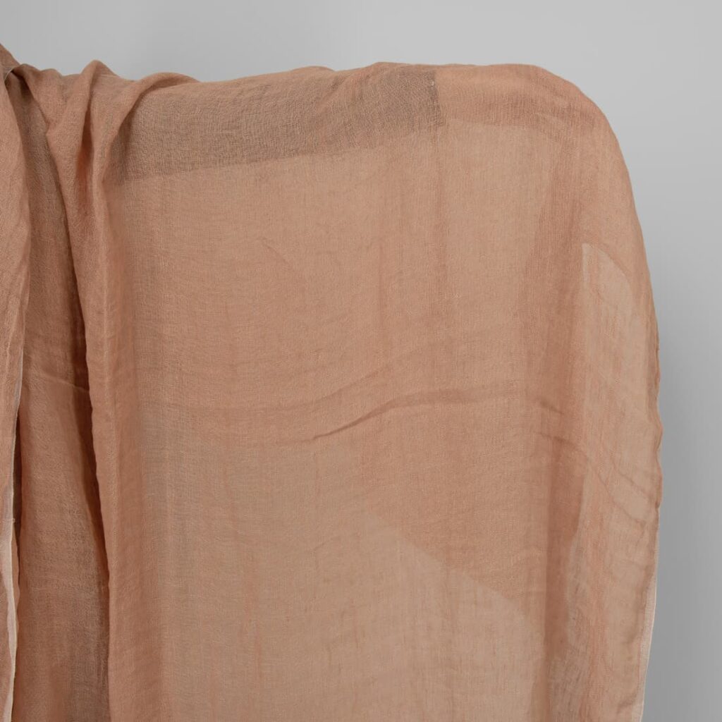 Washed sheer linen fabric light clay colour