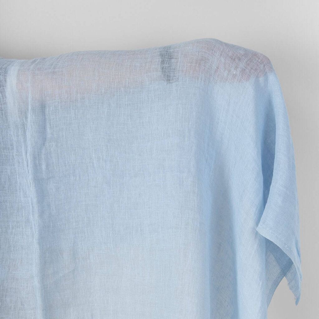 Washed linen fabric pale light blue gauze