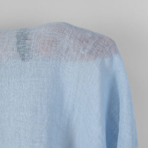 Washed linen fabric pale light blue gauze, transparent