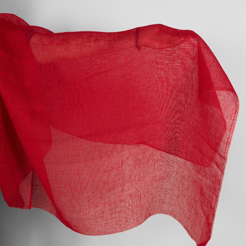 Bright red transparent linen fabric