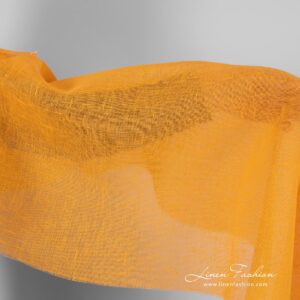 Transparent linen fabric in apricot yellow