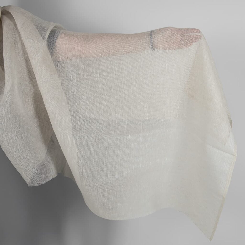Light beige transparent linen fabric