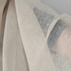 Light beige transparent linen fabric close up detail