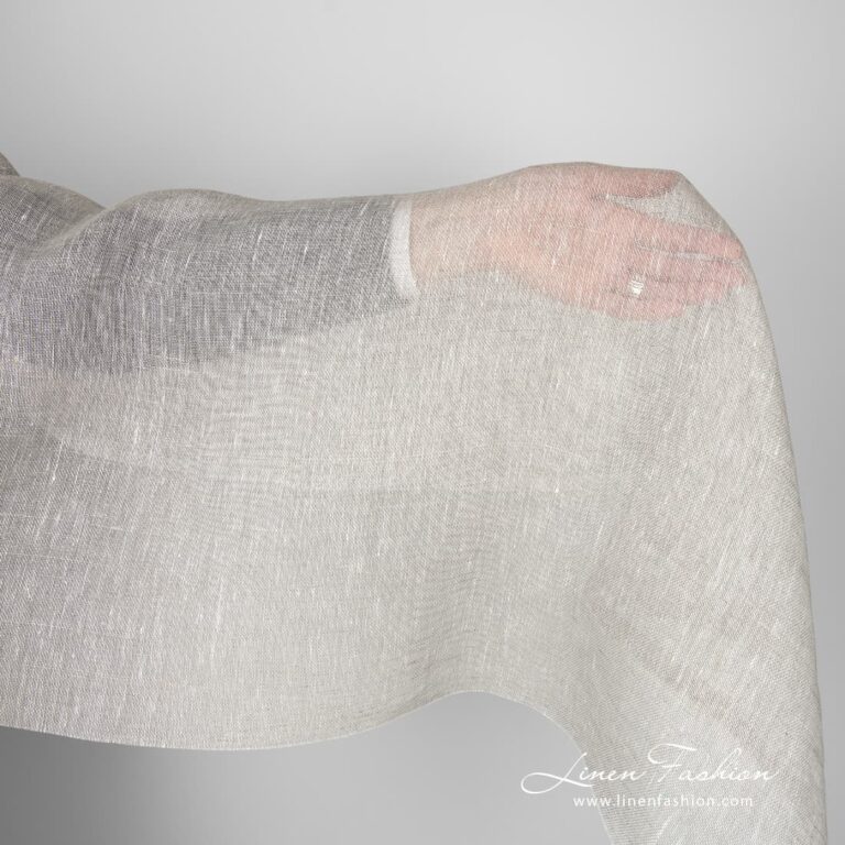 Transparent linen fabric in light grey