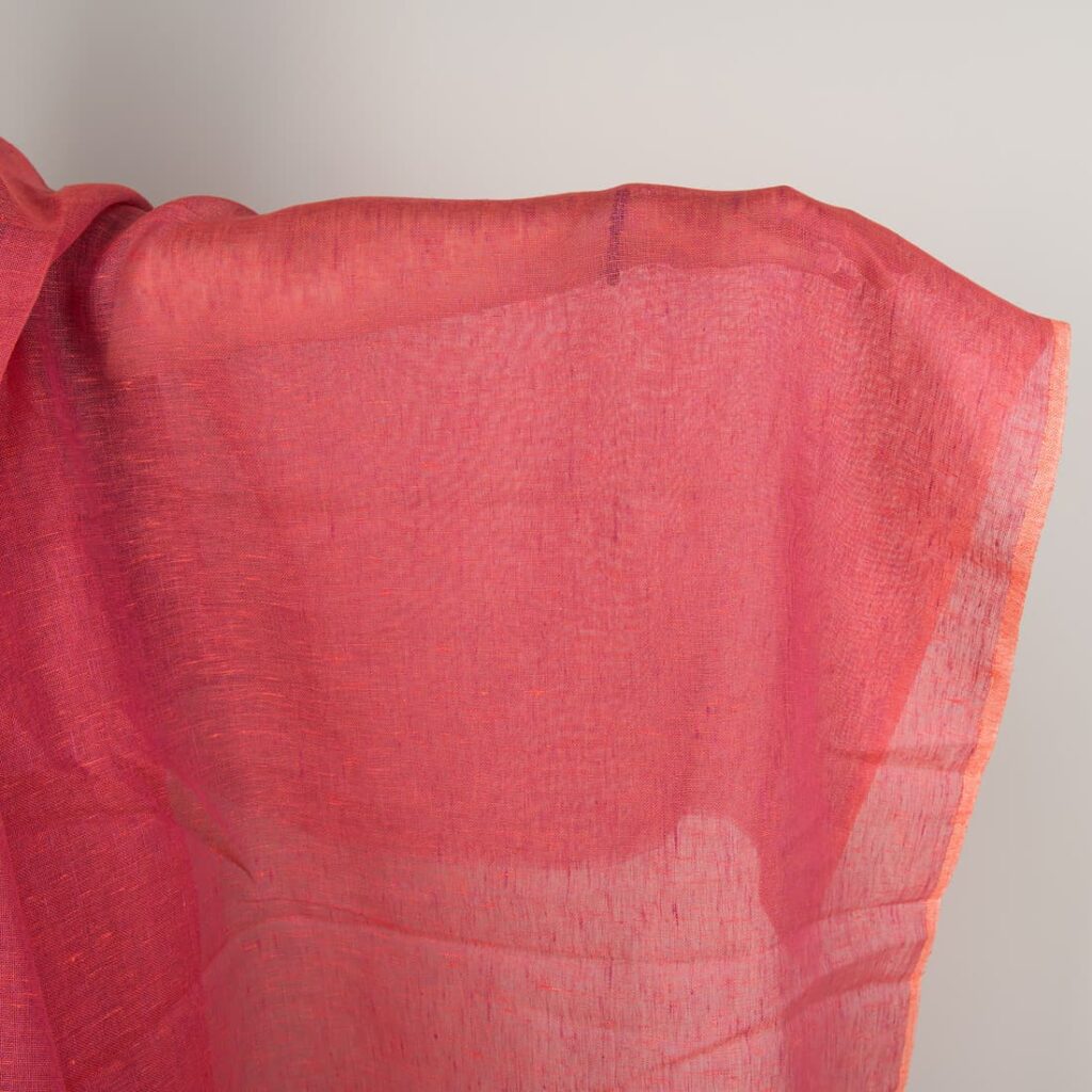Transparent linen fabric in red