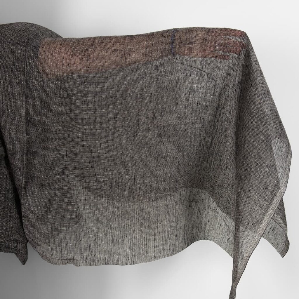 Black and natural transparent linen fabric