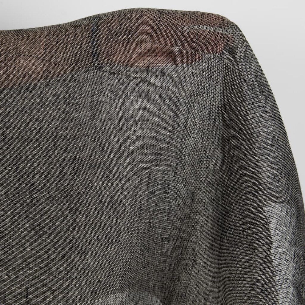 Svart og naturfarget gjennomsiktig linstoff 3 Black and natural transparent linen fabric product photo
