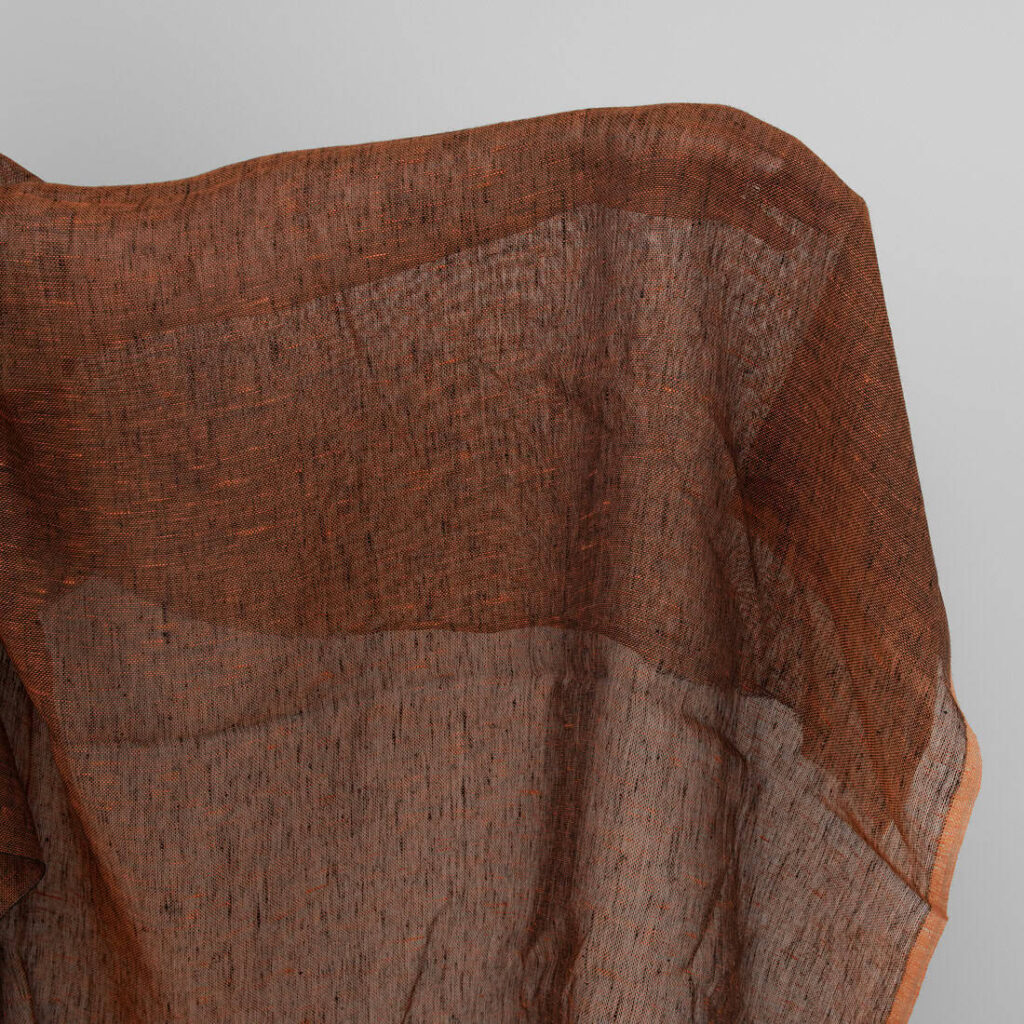 Linen fabric orange and black