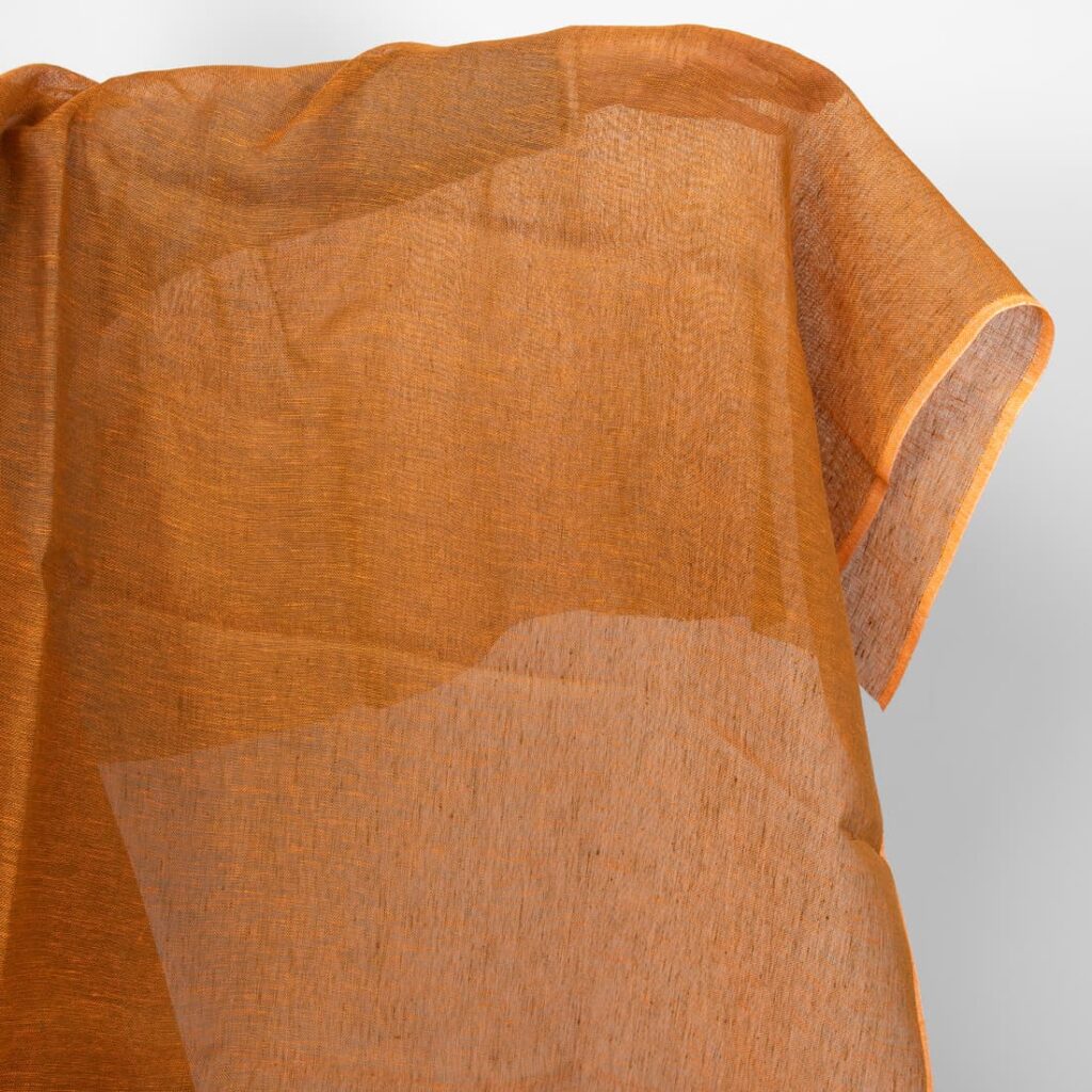 orange brown gauze linen fabric