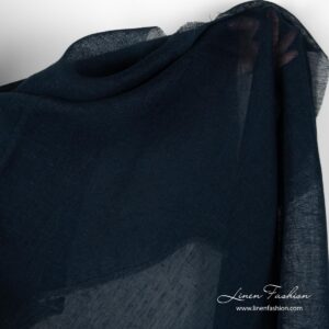 Transparent navy linen fabric