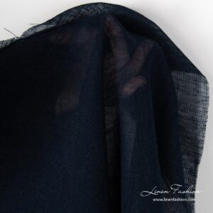 Pure linen navy gauze fabric