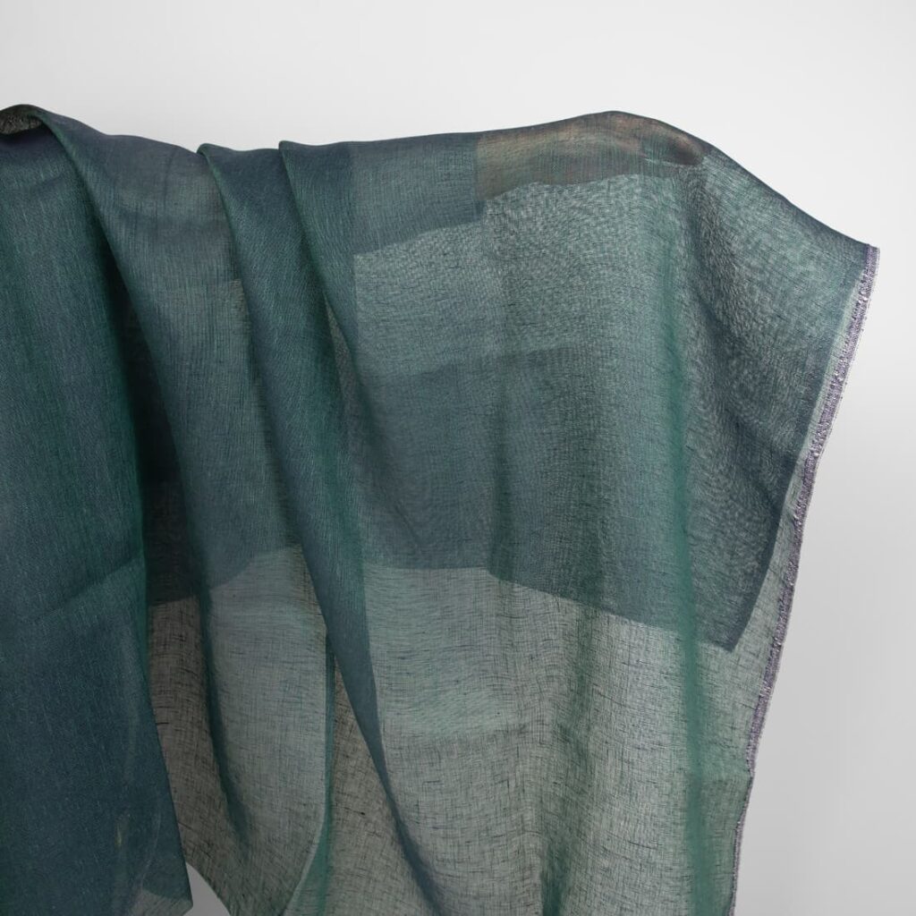 blue green linen fabric