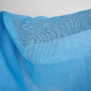 bright blue linen fabric, gauze