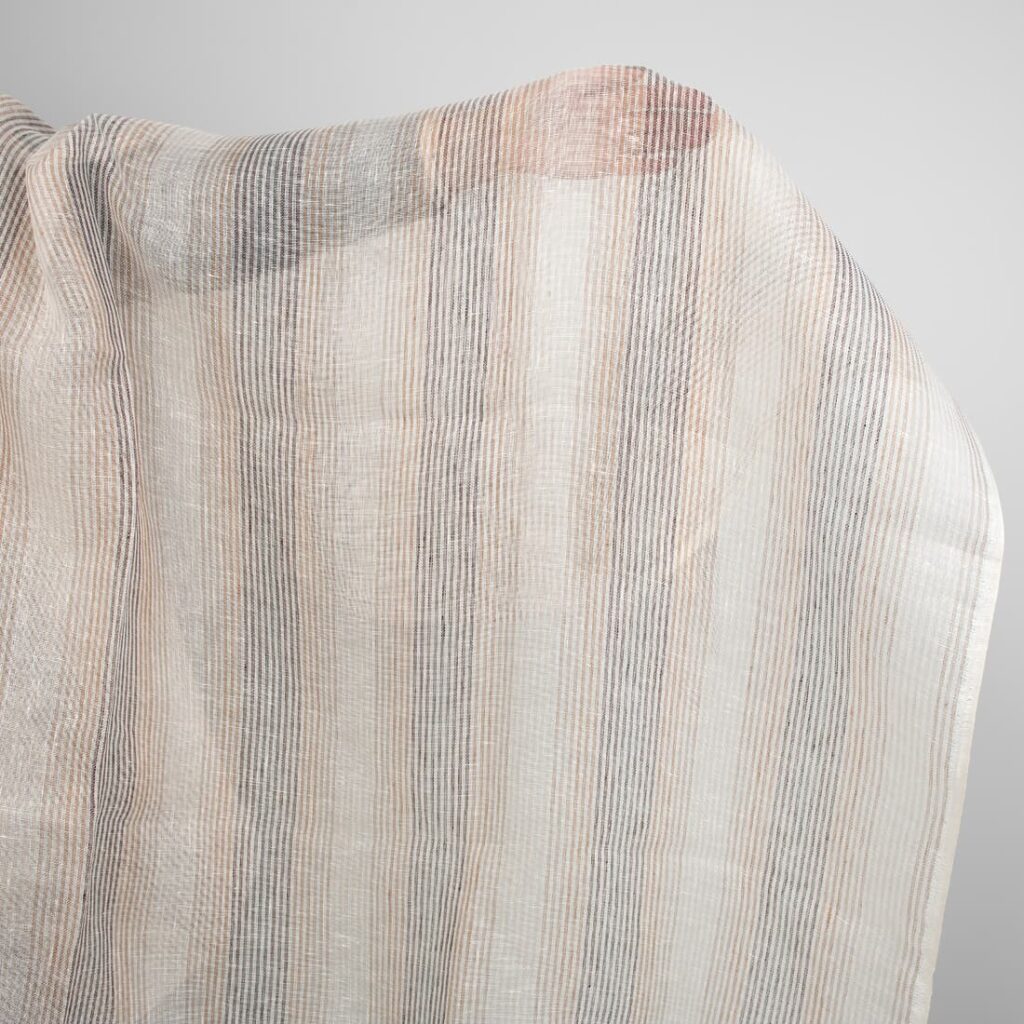 linen gauze brown striped fabric