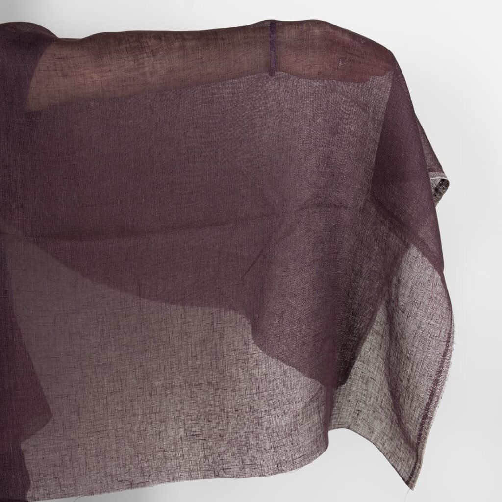Transparent linen fabric in dark violet colour