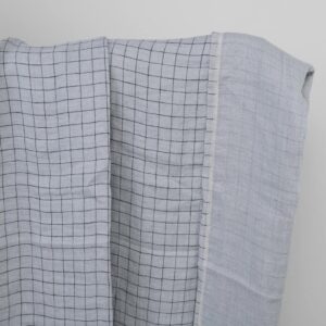 Grey checked linen fabric