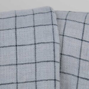 Grey checked linen fabric, double layer