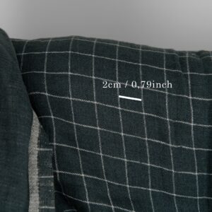 Dark blue checked double-layer linen fabric washed with measurements