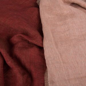 Dobbeltsidig vasket linstoff i varm brun