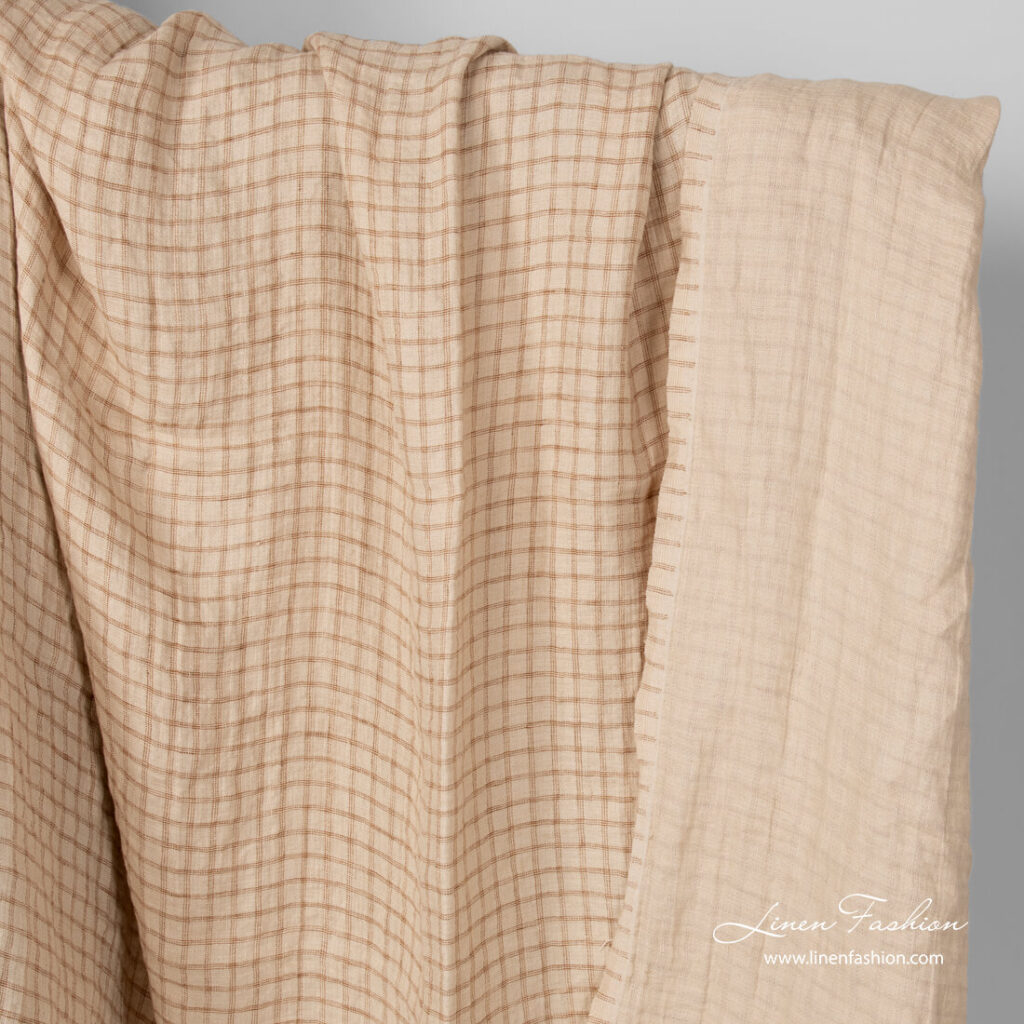 Washed linen double sided sand colour fabric