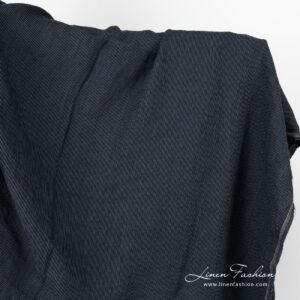 Black linen fabric with stripes