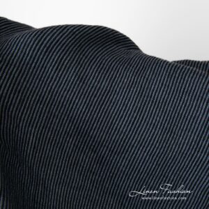 Black linen fabric with vertical stripes, washed fabric
