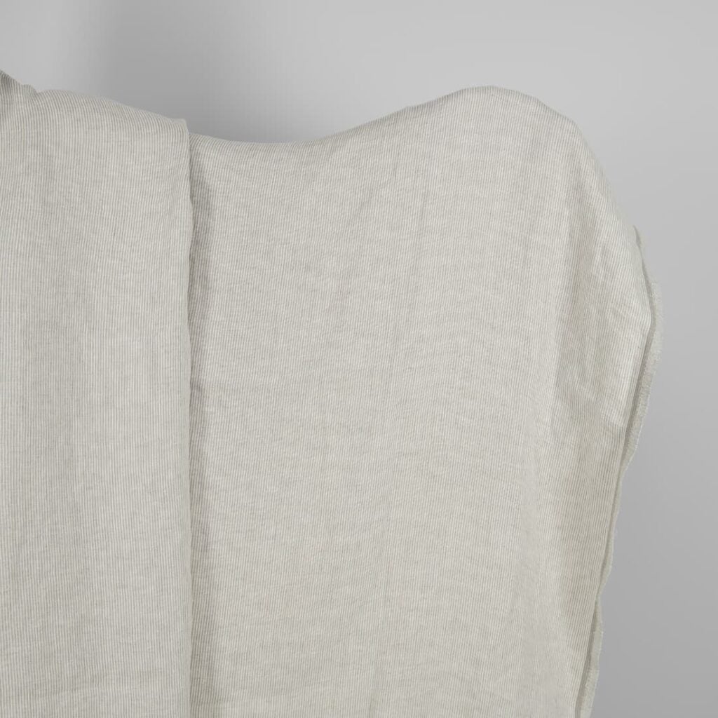 Washed linen fabric in natural and white colour stripes