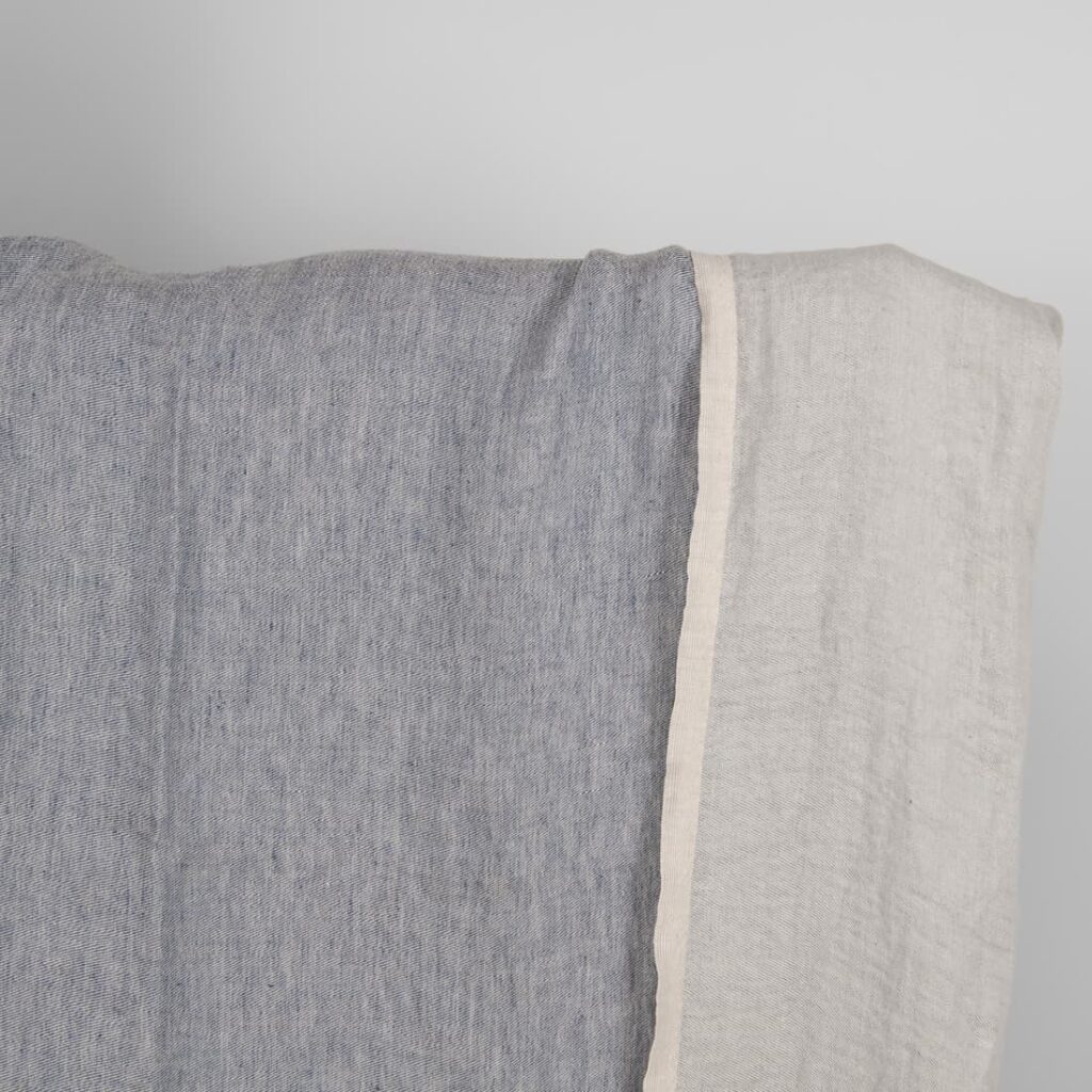 Washed linen fabric blueish grey colour double-sided