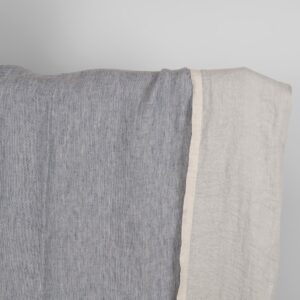 Washed linen fabric blueish grey colour double-sided