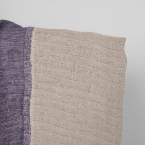 Washed linen fabric cobalt blue and beige double-sided, 100% linen