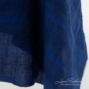Denim linen fabric multicolored stripes