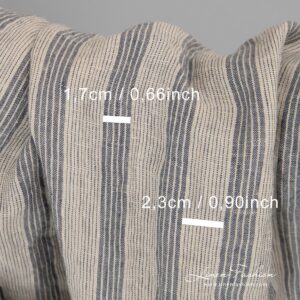 Blue striped cream colour linen fabric.