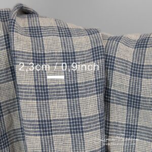 Checked cream colour linen fabric, washed.