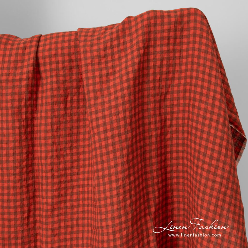 linen fabric red checks.