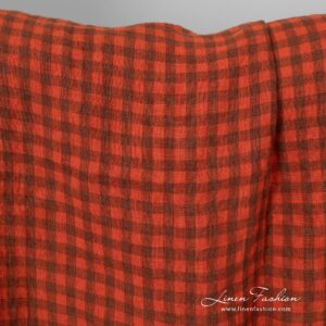 linen fabric red checks, light weight.