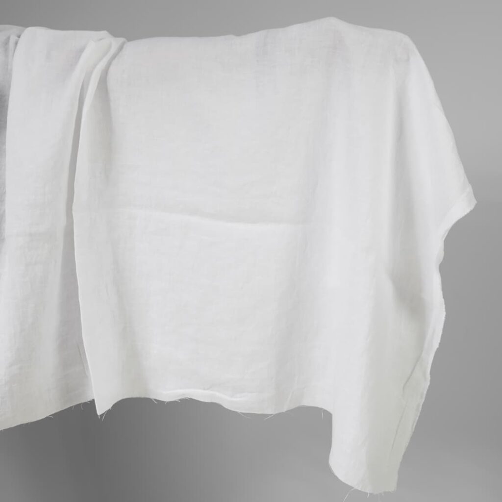 Linen washed fabric optic white colour